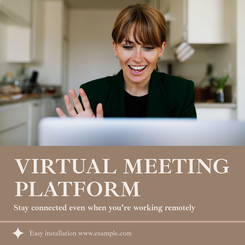 Virtual meeting platform Facebook post template, editable social media ad