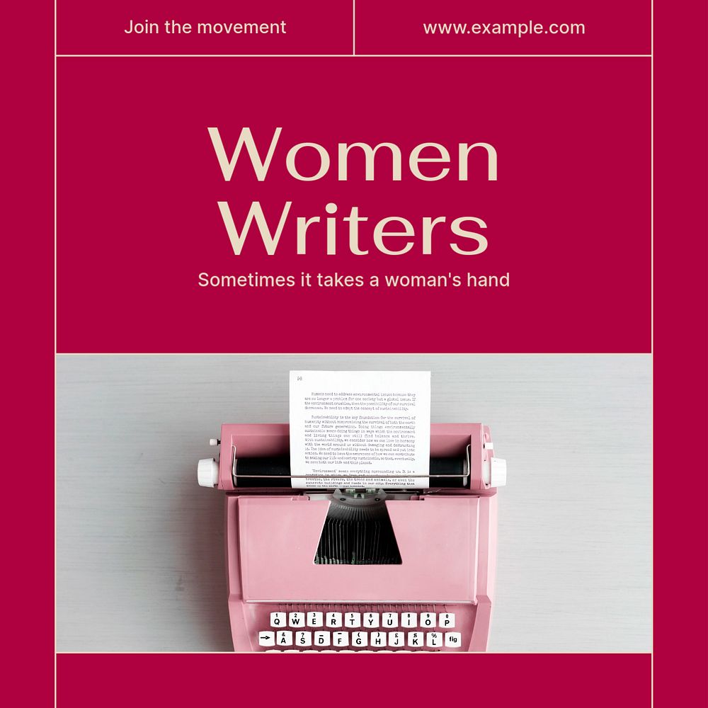 Women writers Facebook post template, editable social media ad