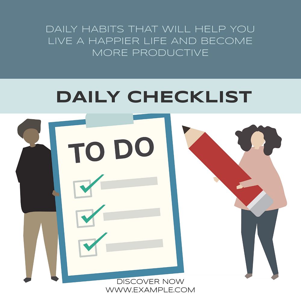 Daily checklist Facebook post template, editable social media ad