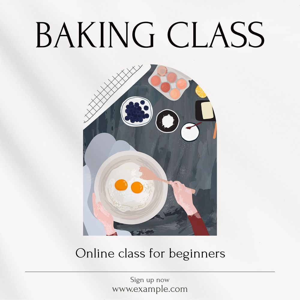 Baking class Facebook post template, editable social media ad