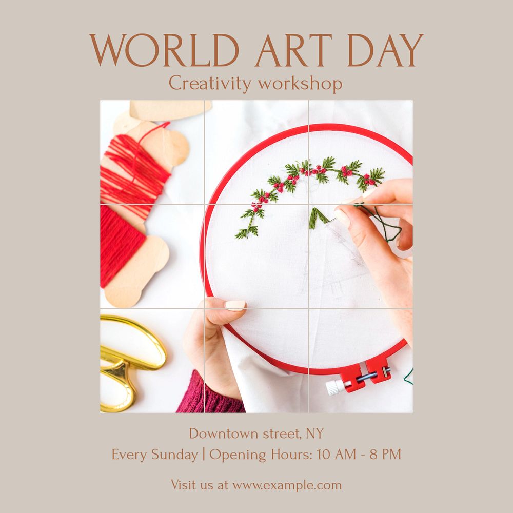 World art day Facebook post template, editable social media ad