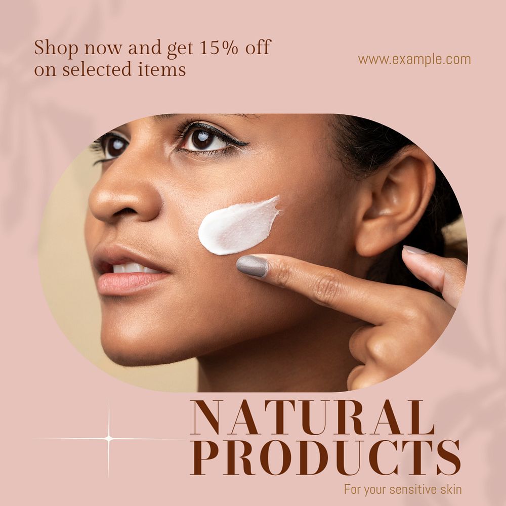 Natural skincare Facebook post template, editable social media ad