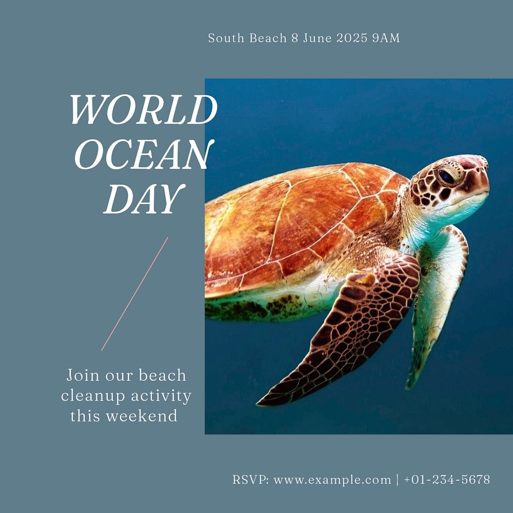 World ocean day Facebook post template, editable social media ad