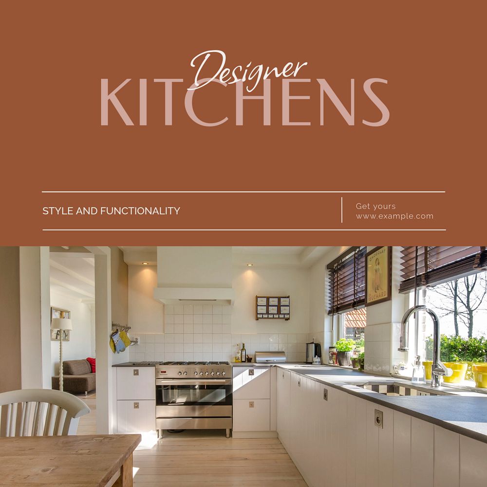 Kitchen design Facebook post template, editable social media ad