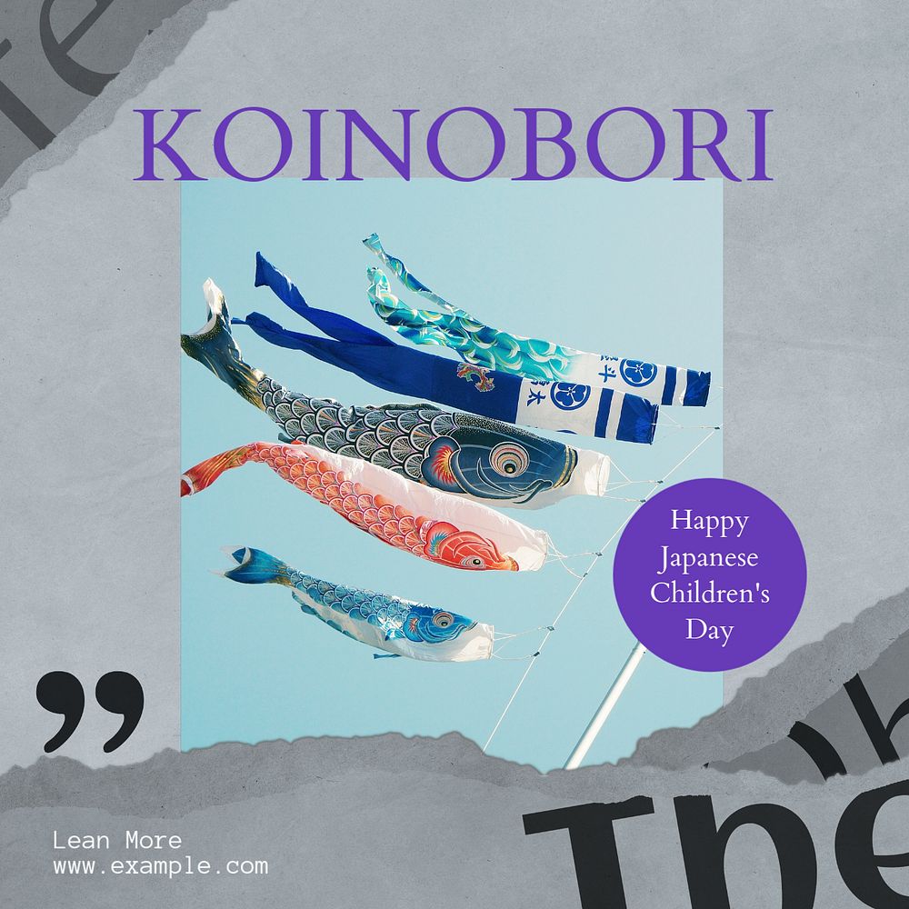 Koinobori, children's day Facebook post template, editable social media ad