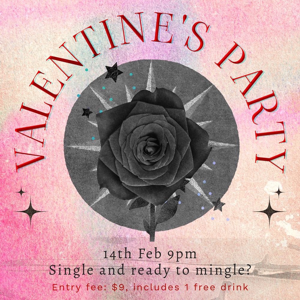 Valentine's party Instagram post template, editable design