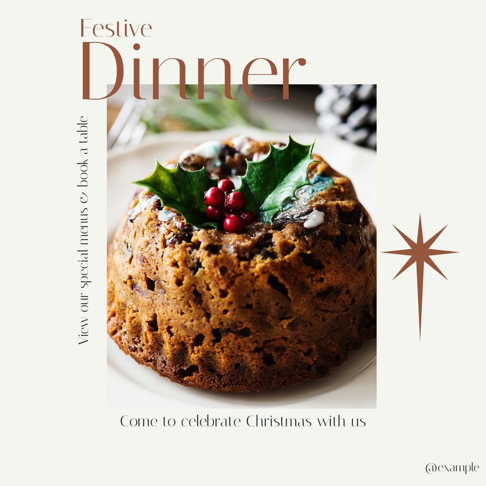 Christmas dinner Facebook post template, editable social media ad