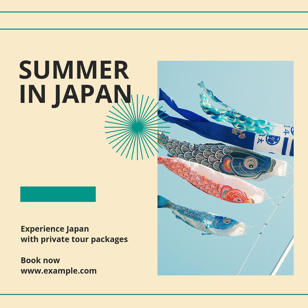 Summer in Japan Facebook post template, editable social media ad