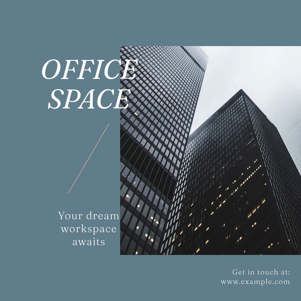 Office space Facebook post template, editable social media ad