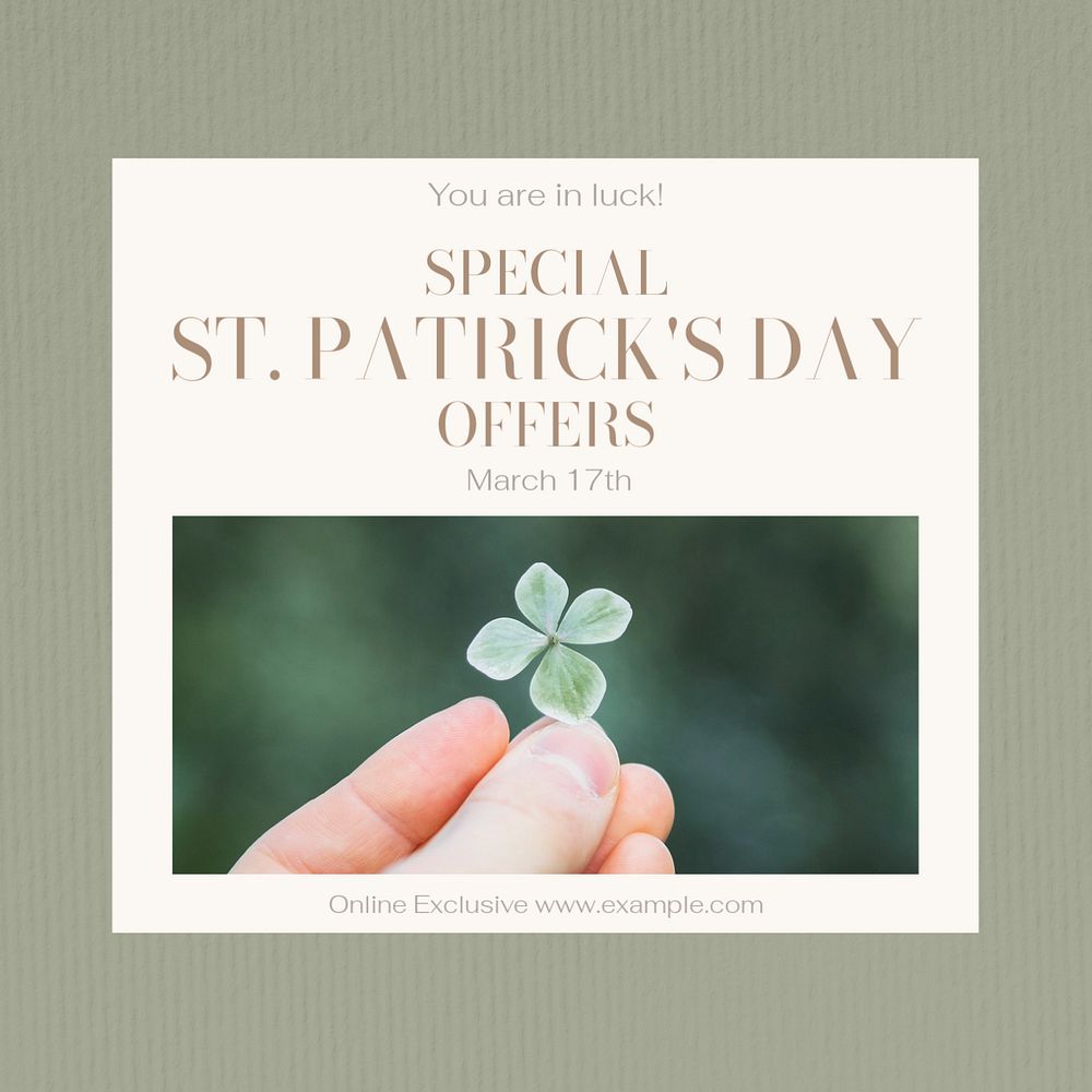 St.Patrick's sale Facebook post template, editable social media ad