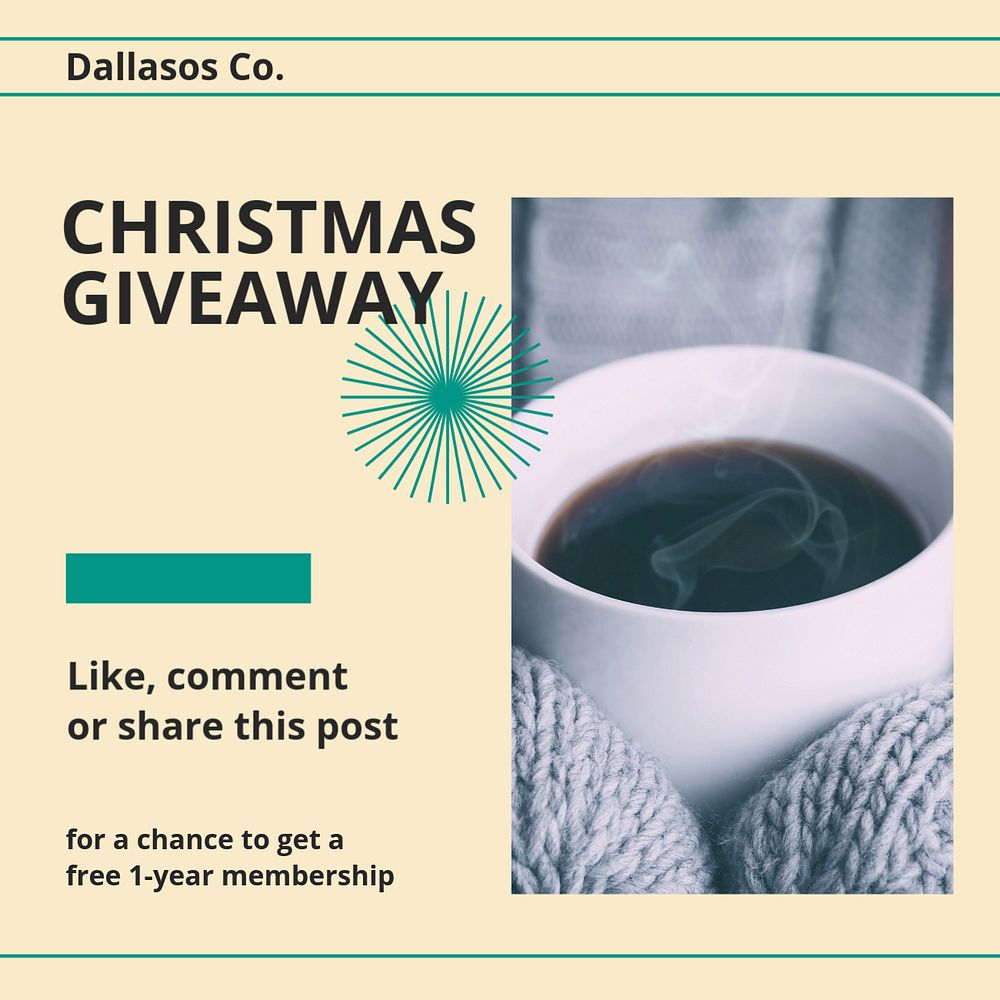 Christmas giveaway Facebook post template, editable social media ad