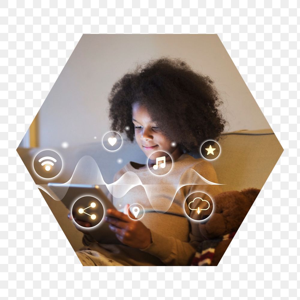 Digital generation  png hexagonal  sticker, transparent background