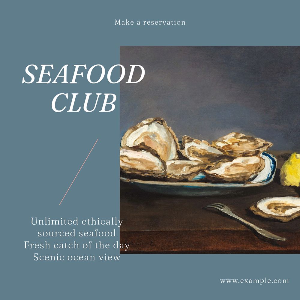 Seafood restaurant Facebook post template, editable social media ad