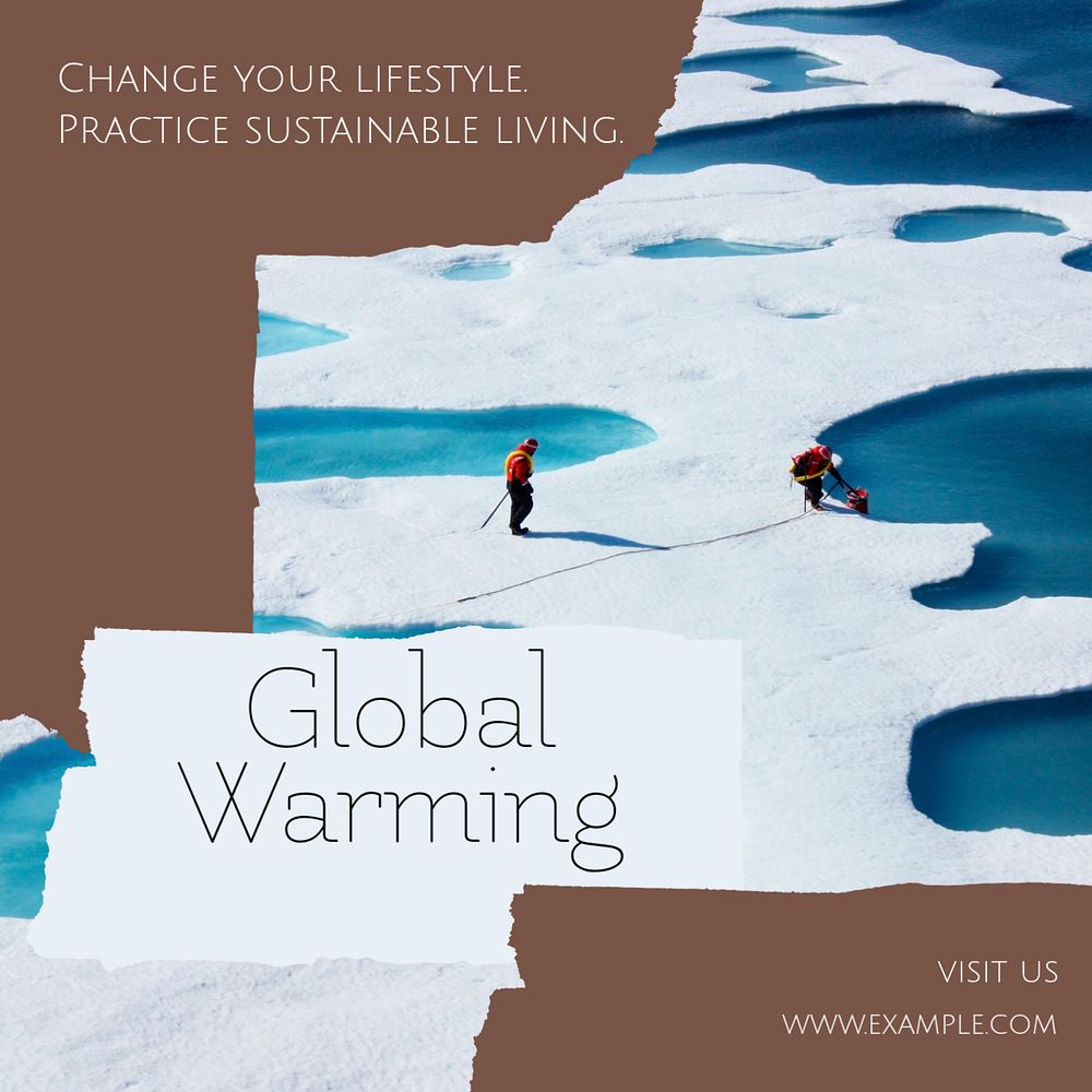 Global warming Facebook post template, editable social media ad