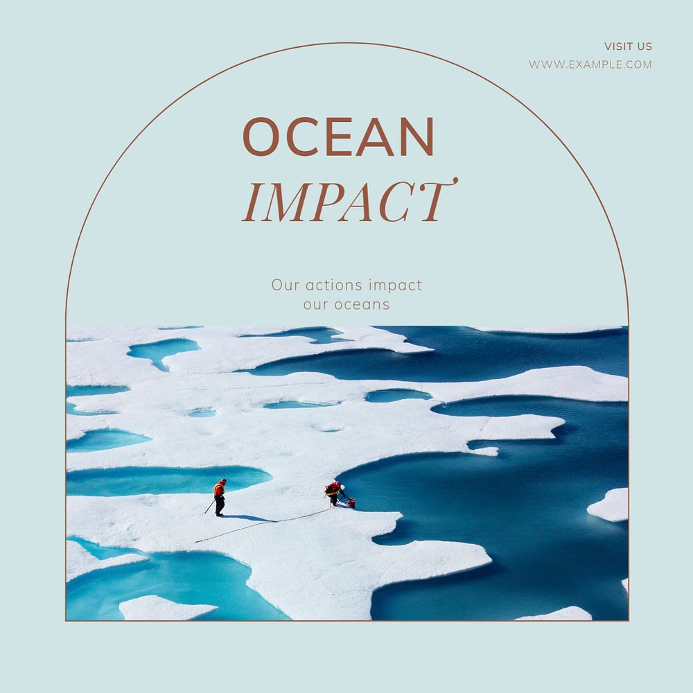 Ocean impact Facebook post template, editable social media ad