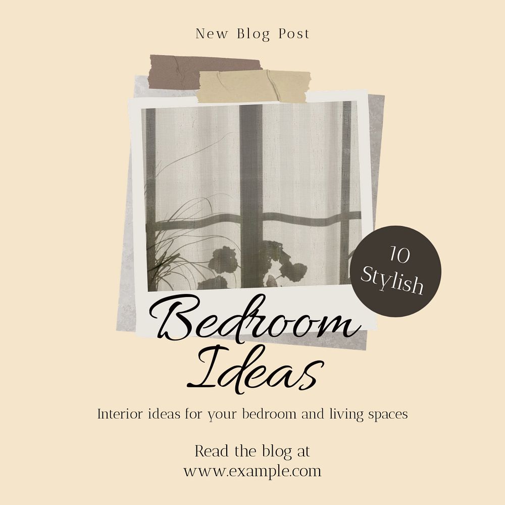 Bedroom ideas Facebook post template, editable social media ad