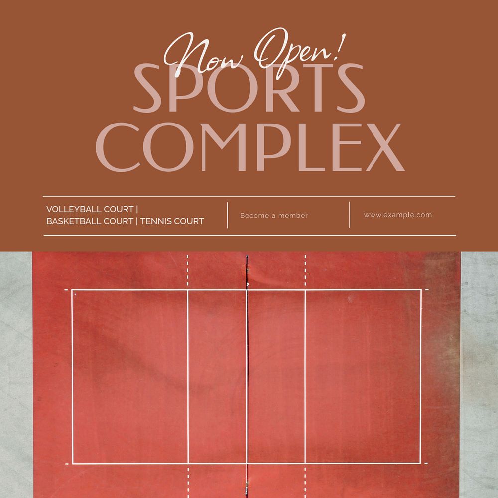 Sports complex Facebook post template, editable social media ad