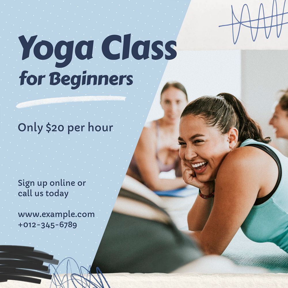 Yoga class Instagram post template, editable text