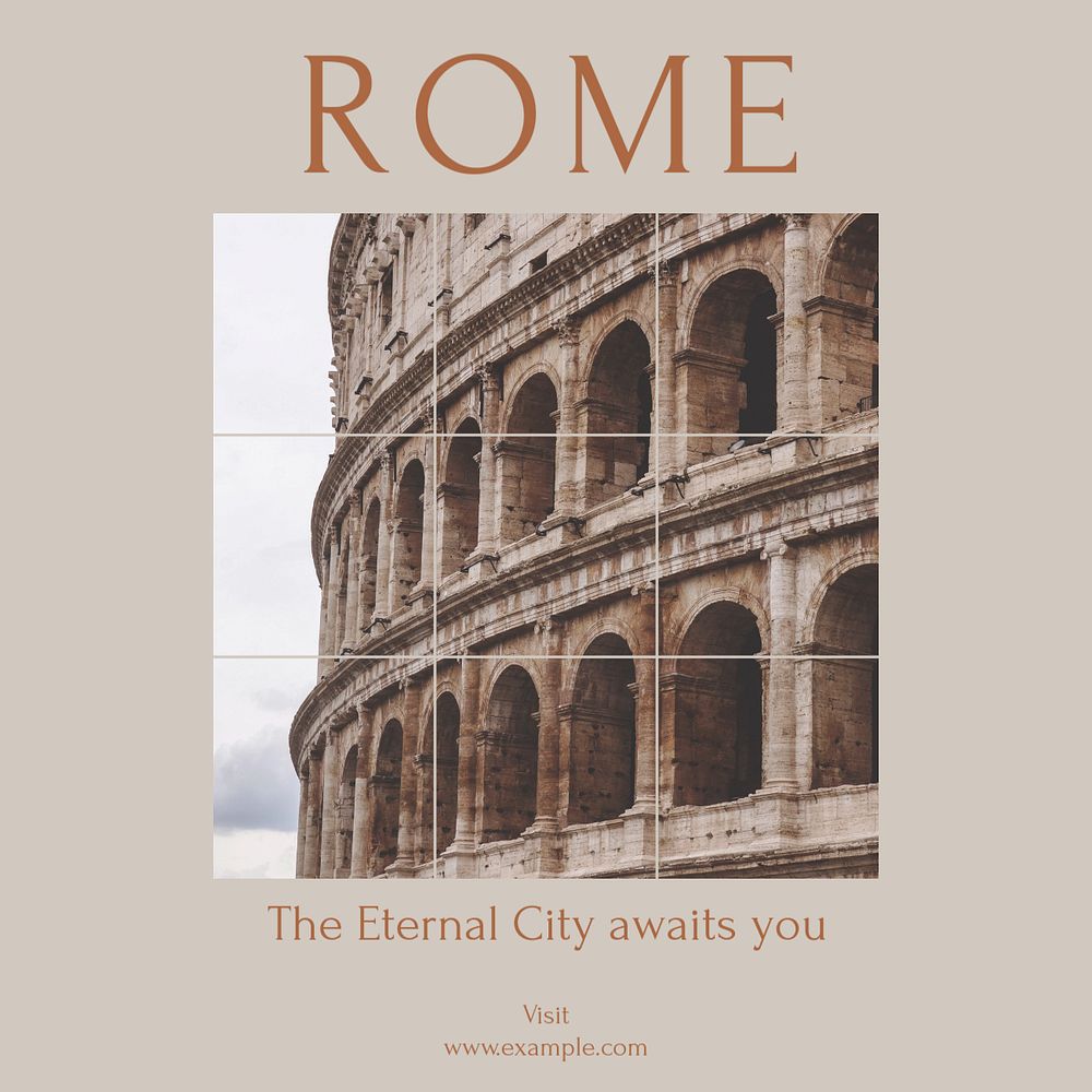 Rome Facebook post template, editable social media ad