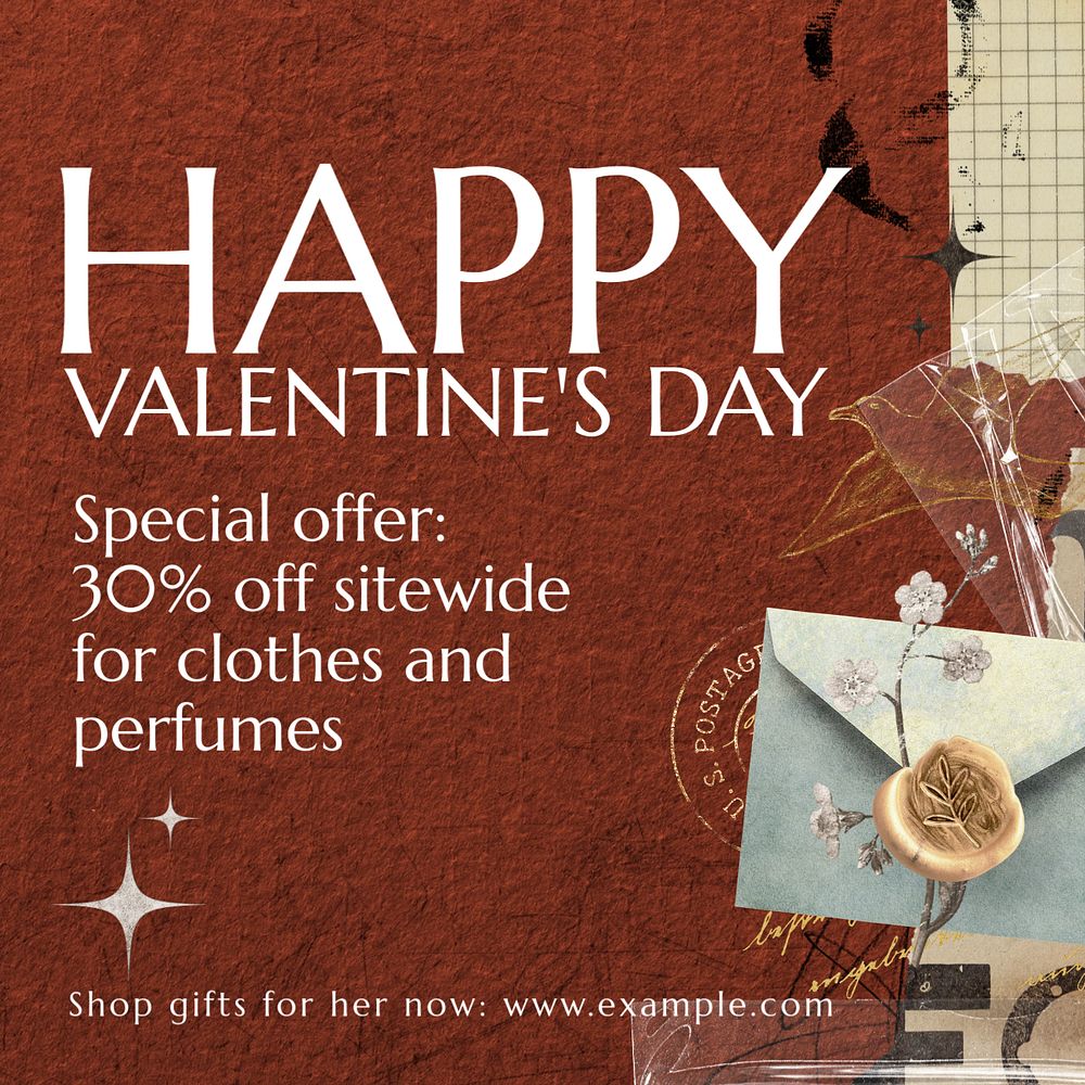 Valentine's sale Instagram ad template, editable design