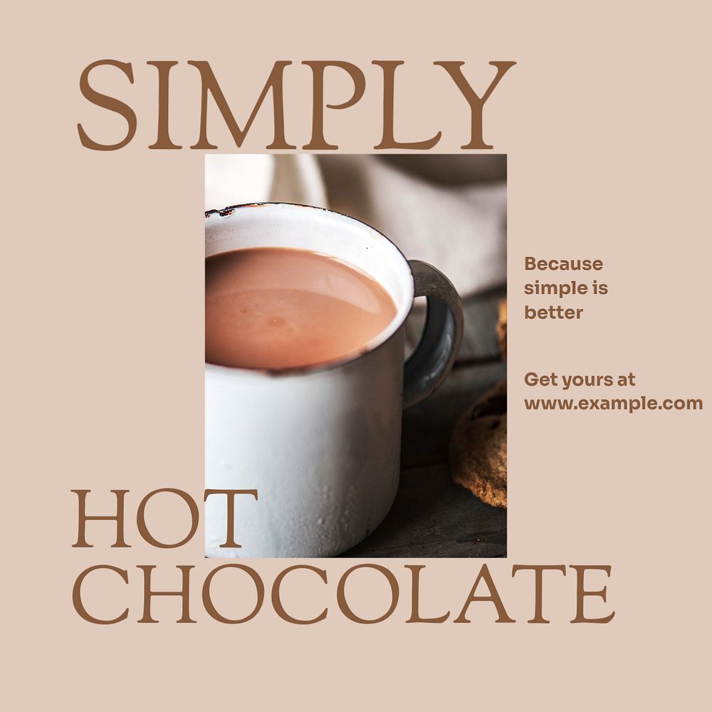 Hot chocolate Facebook post template, editable social media ad