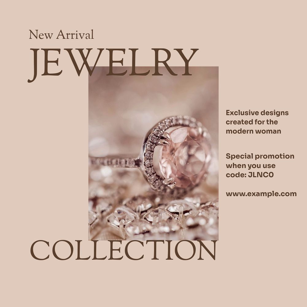 Jewelry collection Facebook post template, editable social media ad