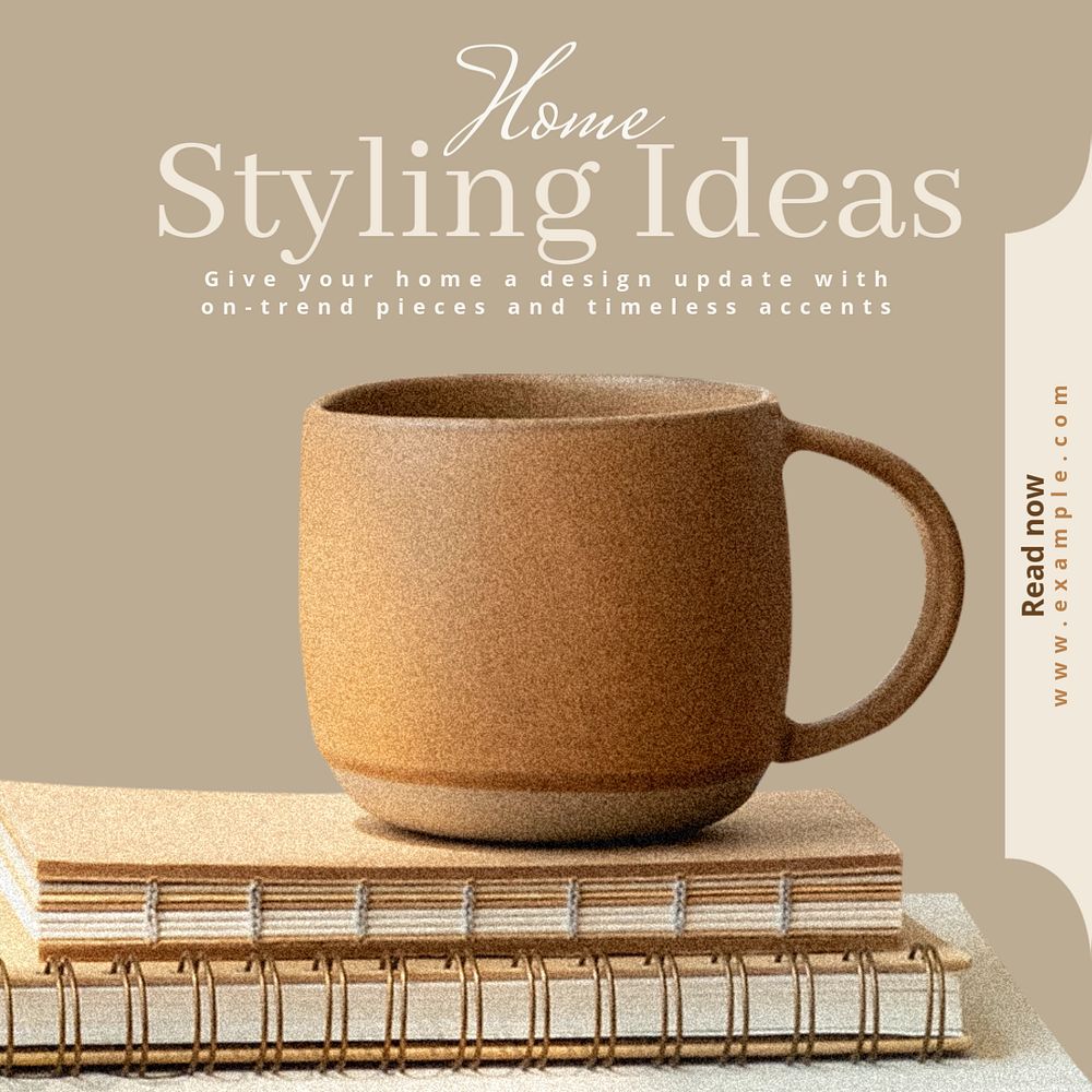 Home styling ideas Instagram post template, editable text