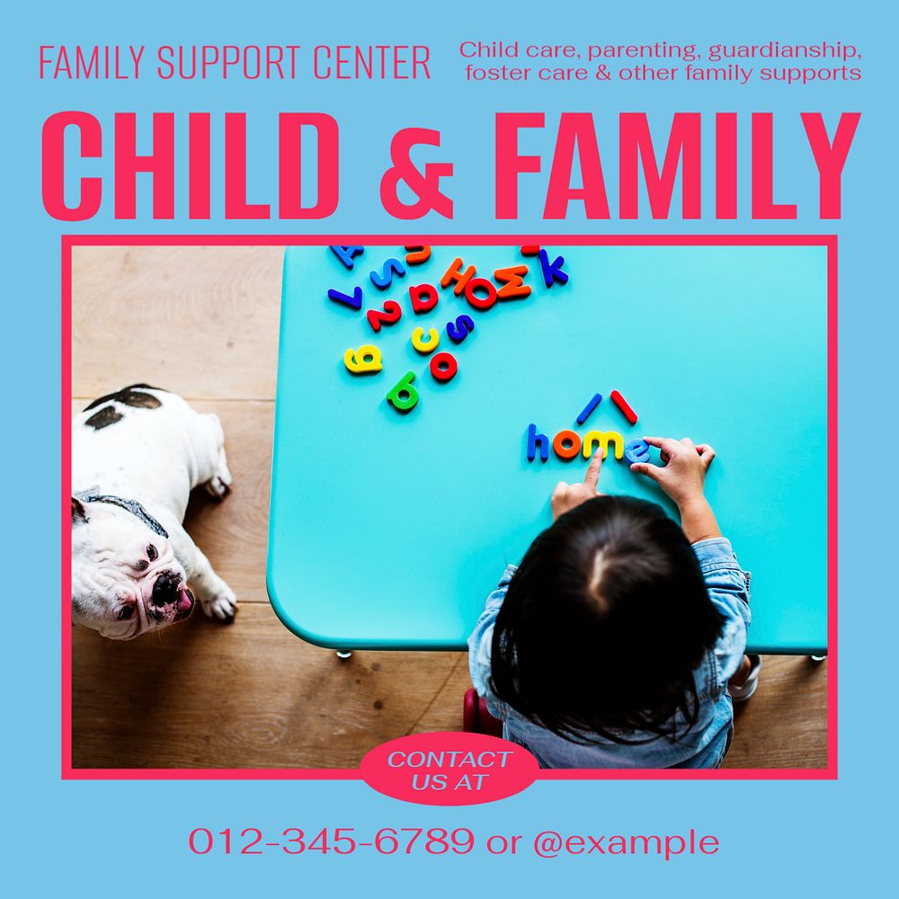 Child & family support Instagram post template, editable design