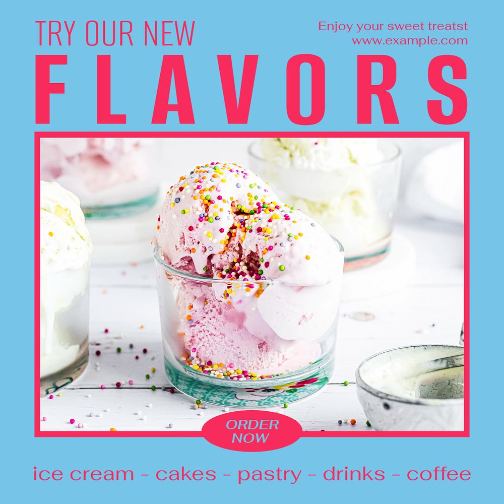 New flavors Instagram post template, editable design