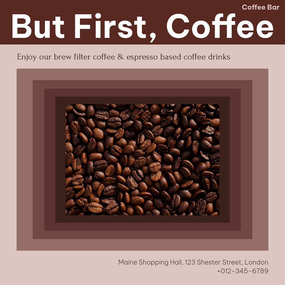 Coffee shop Facebook post template, editable social media ad