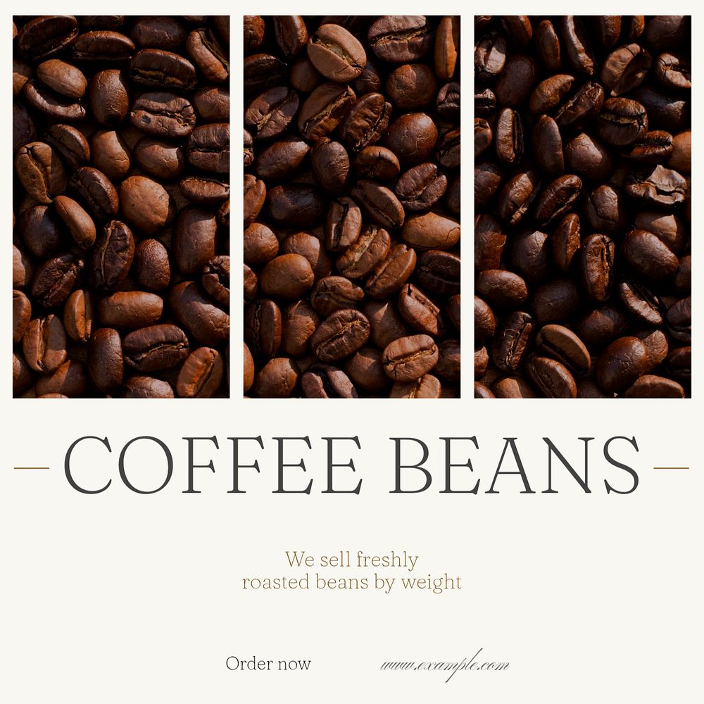 Coffee beans Facebook post template, editable social media ad