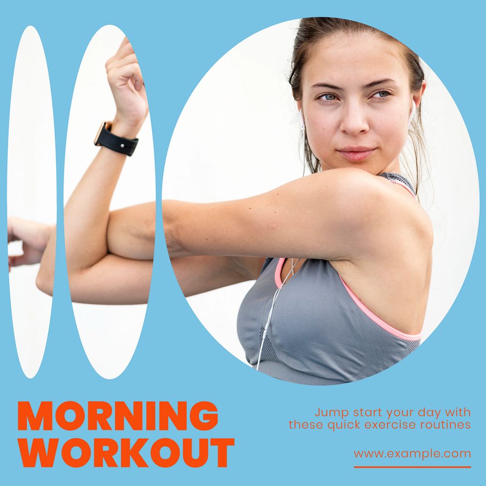 Morning workout routine Instagram post template, editable design