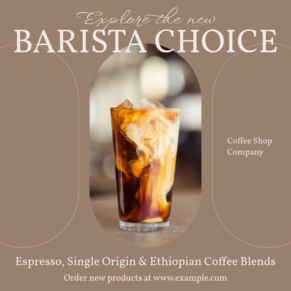 Barista choice Facebook post template, editable social media ad