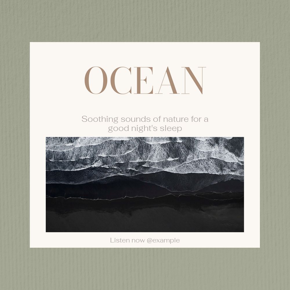 Ocean wave sounds Facebook post template, editable social media ad