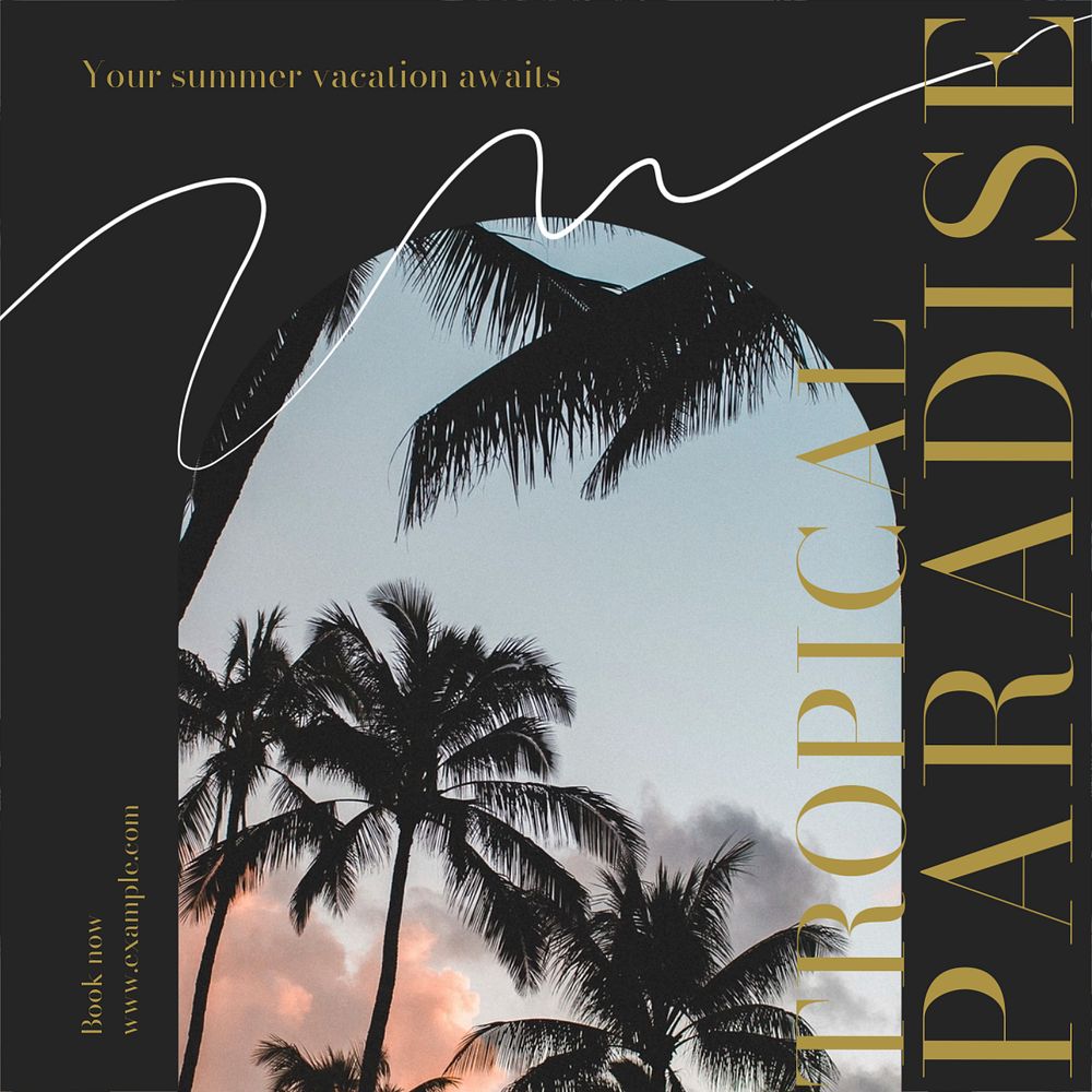 Tropical paradise Facebook post template, editable social media ad