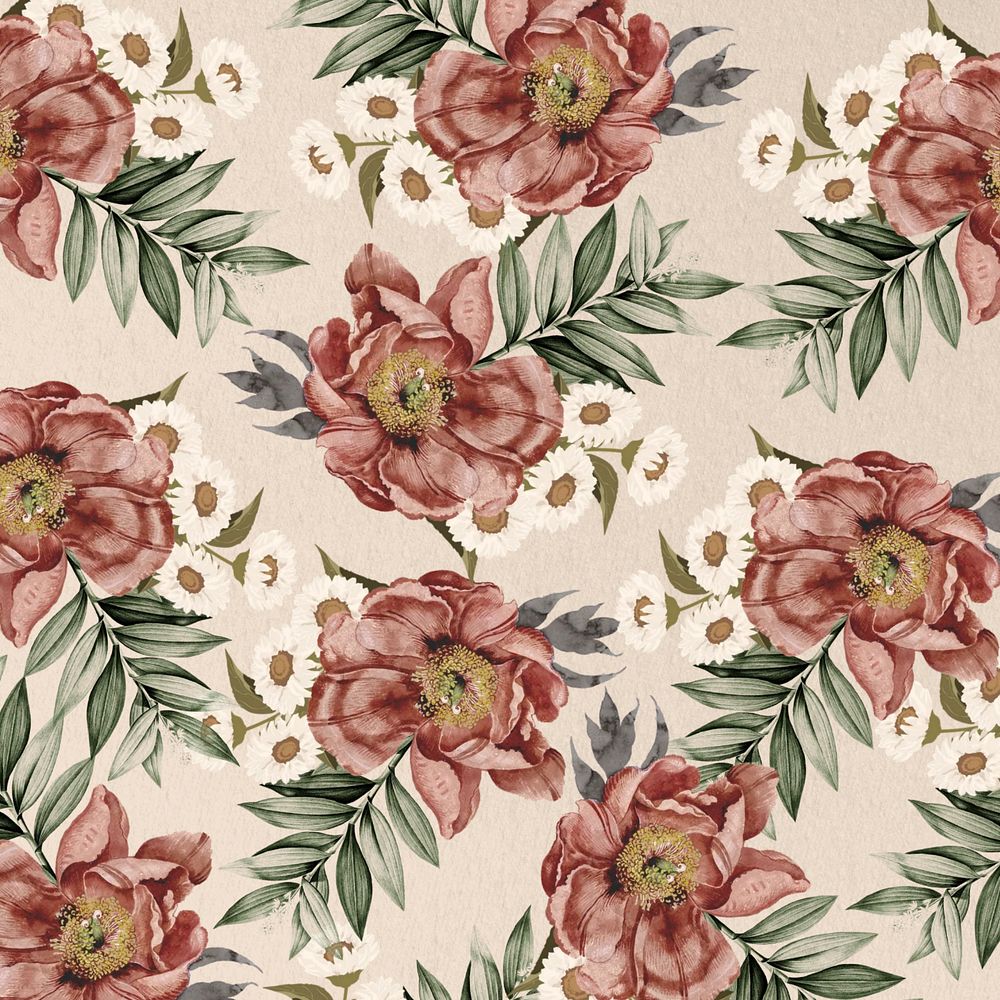 Vintage camellia flower background, aesthetic patterned design, editable design