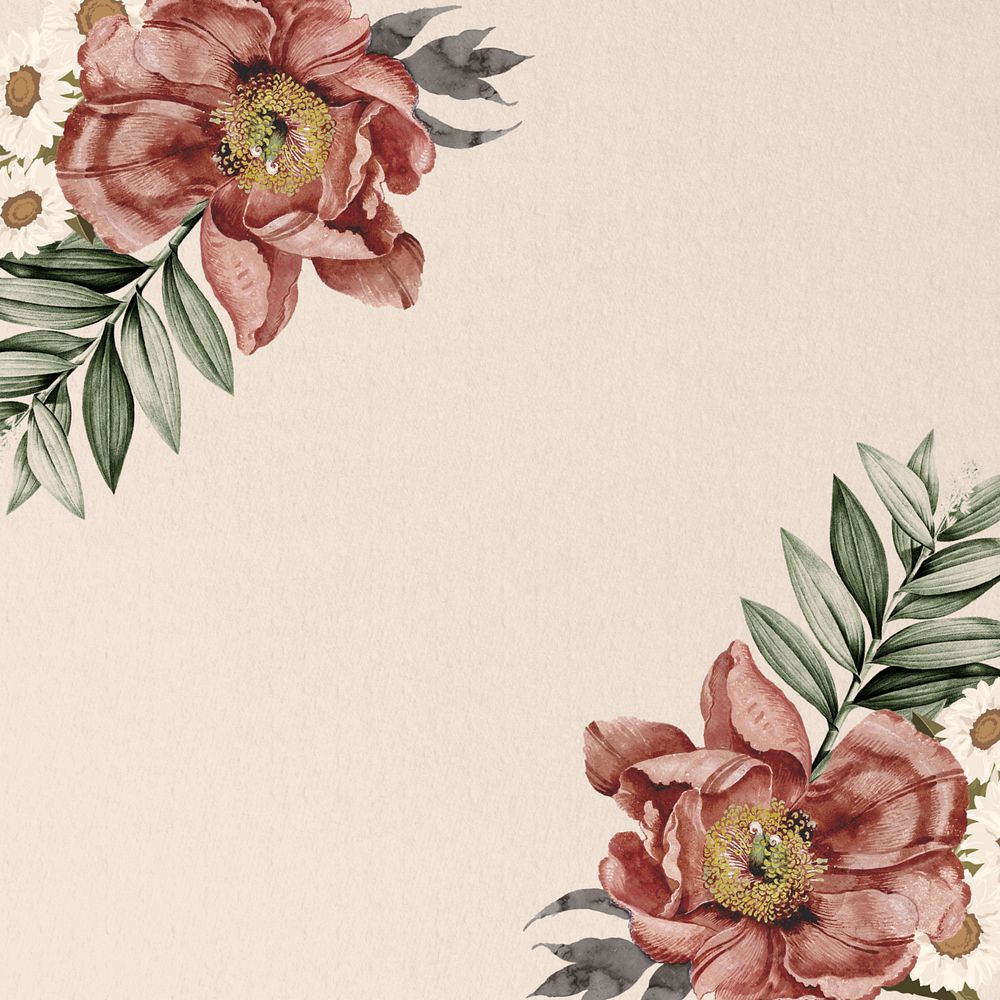 Vintage camellia flower background, beige aesthetic illustration, editable design