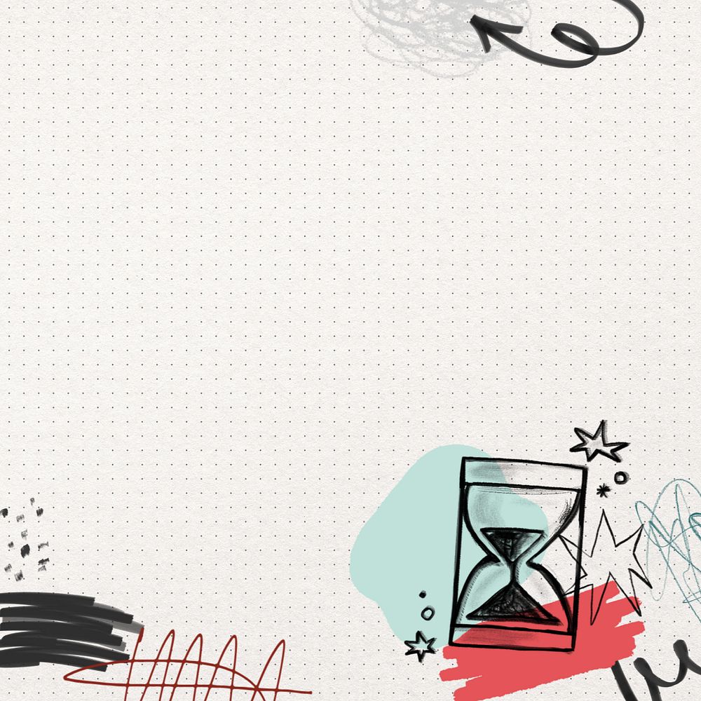 Hourglass doodle background, editable time management collage remix