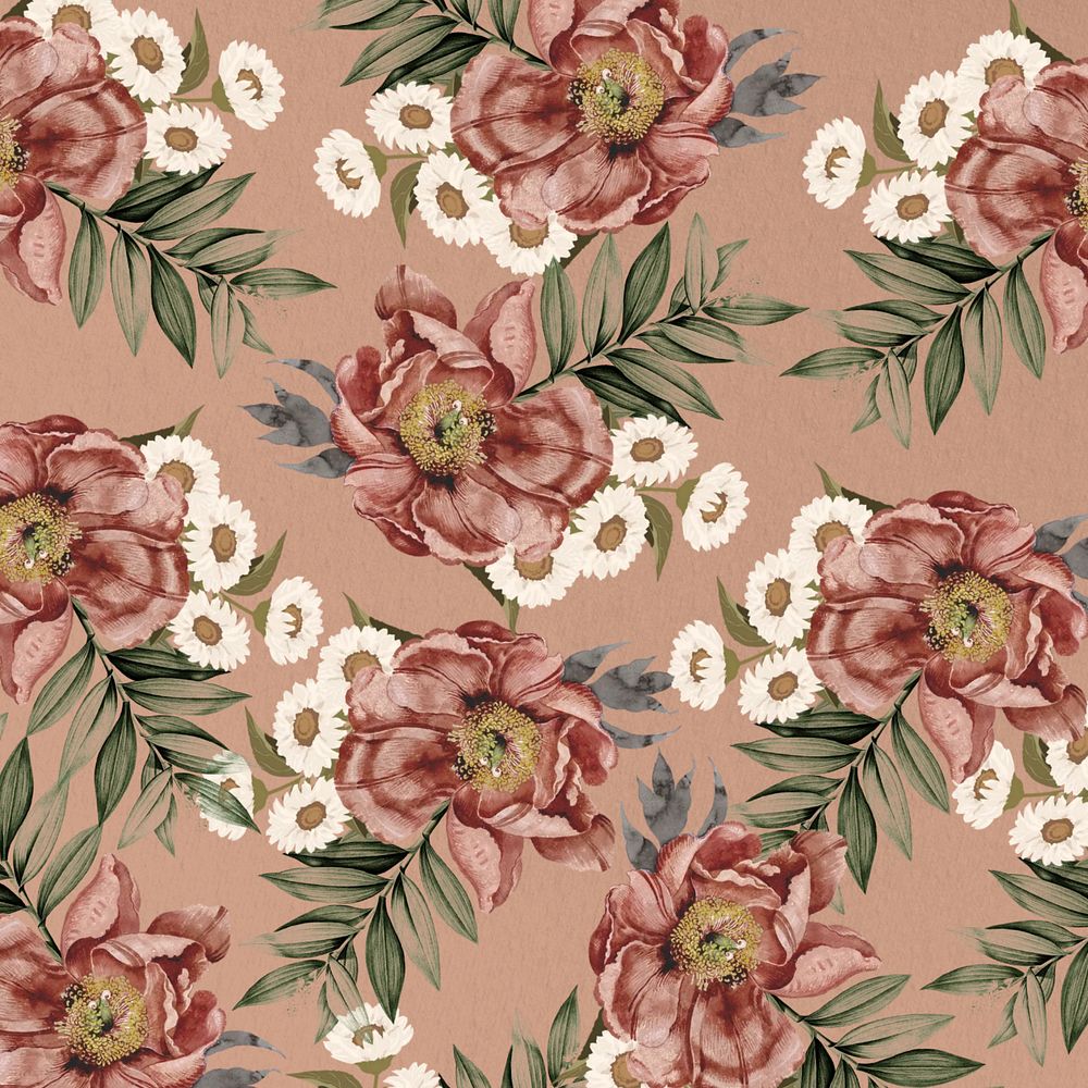 Vintage camellia flower background, aesthetic patterned design, editable design