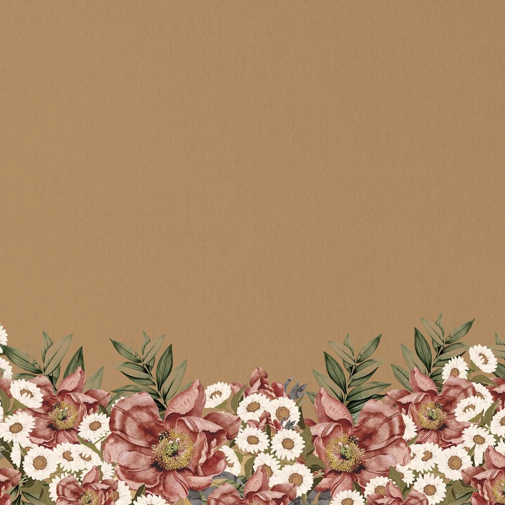 Vintage camellia flower background, brown aesthetic illustration, editable design