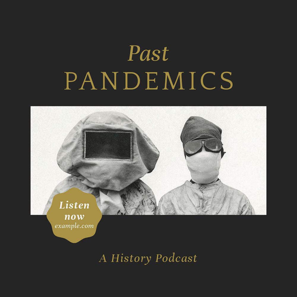 Pandemic podcast Facebook post template, editable social media ad