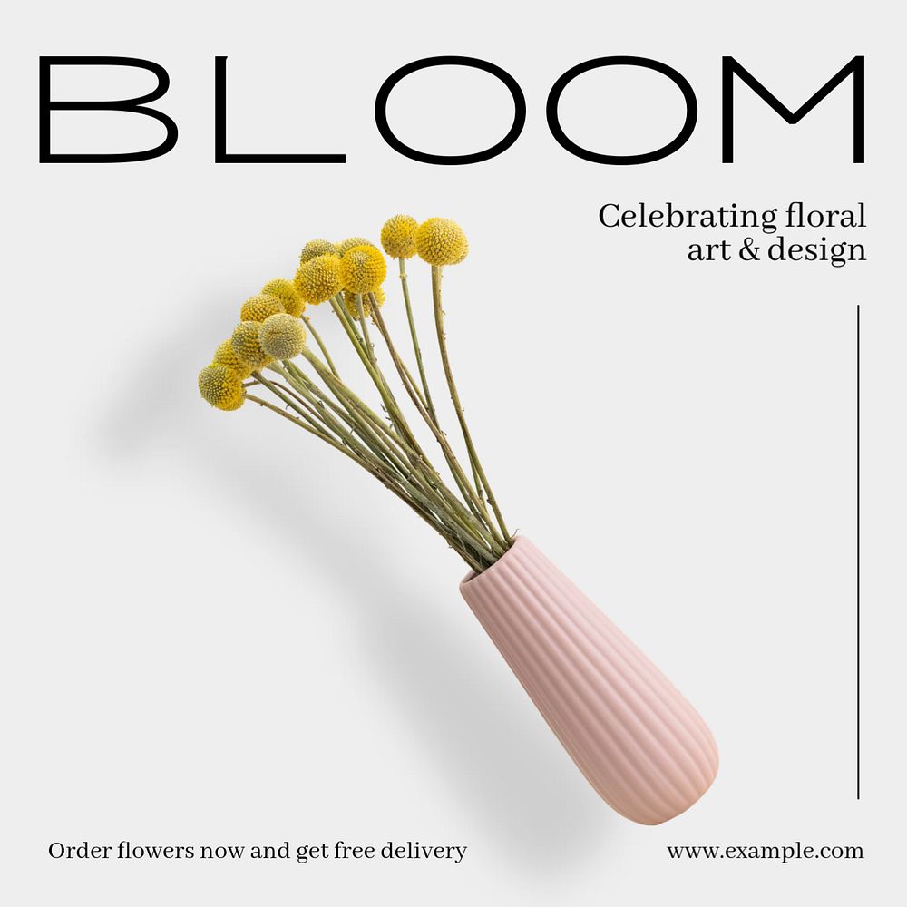 Bloom Instagram post template, editable text