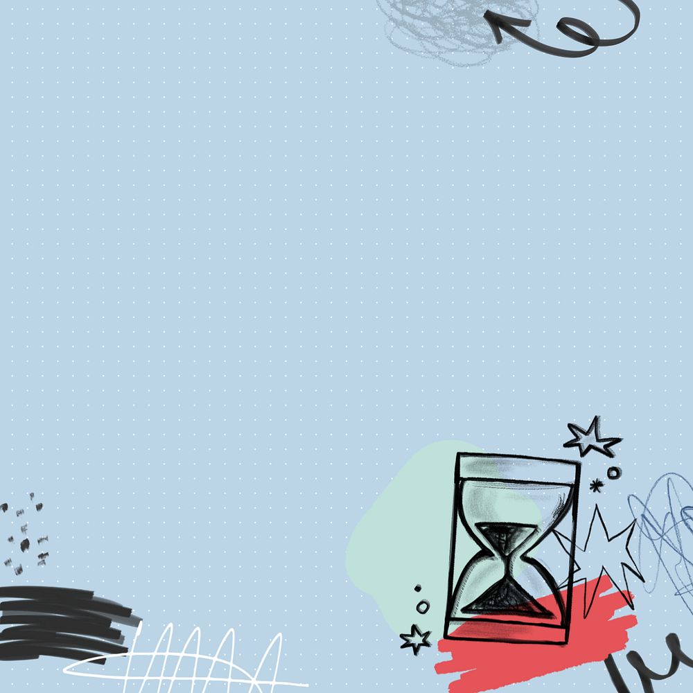 Hourglass doodle background, editable time management collage remix