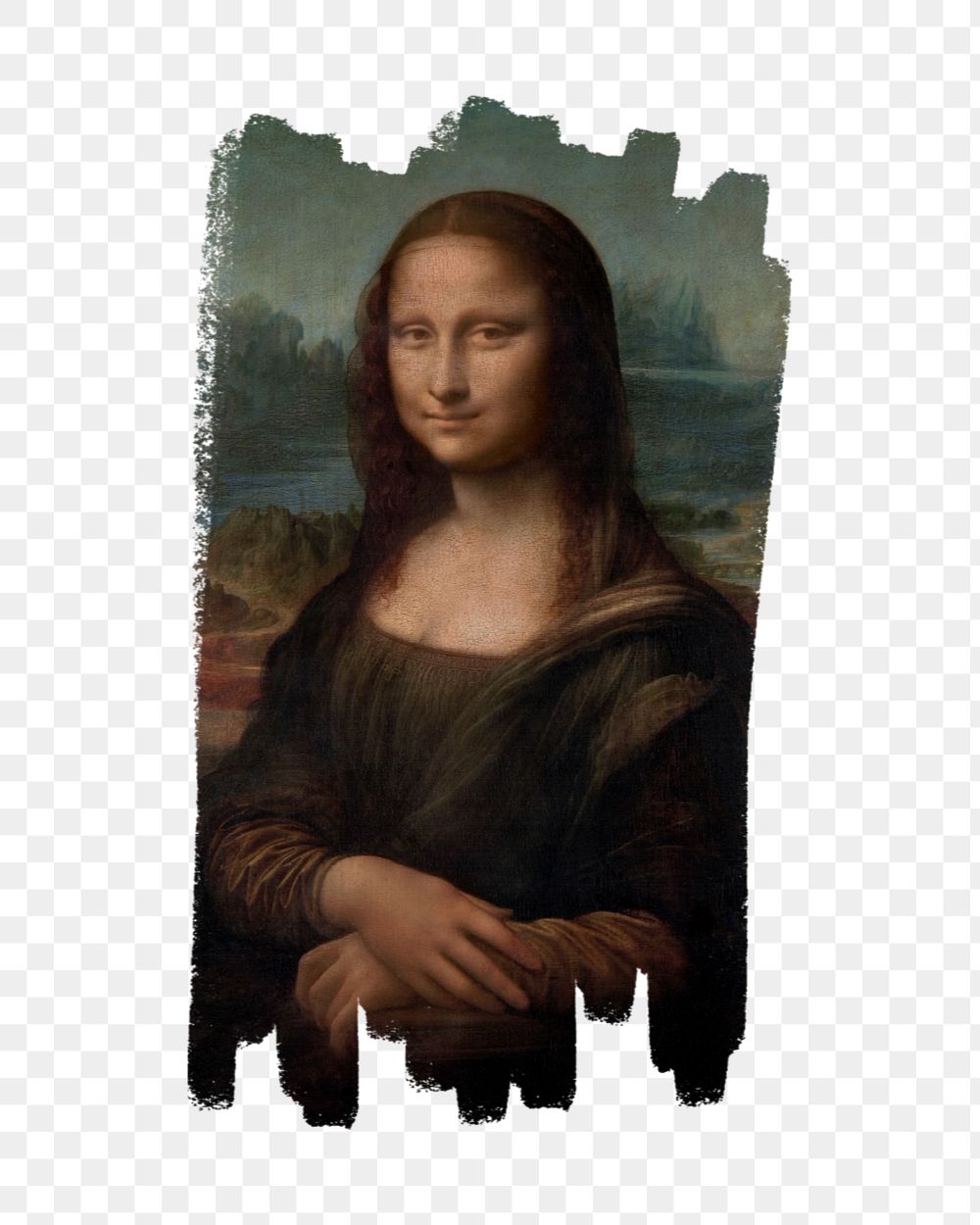 Paint stroke png mockup element, Mona Lisa by Leonardo da Vinci transparent background. Remixed by rawpixel.