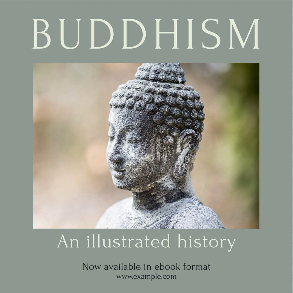 Buddhism history Facebook post template, editable social media ad