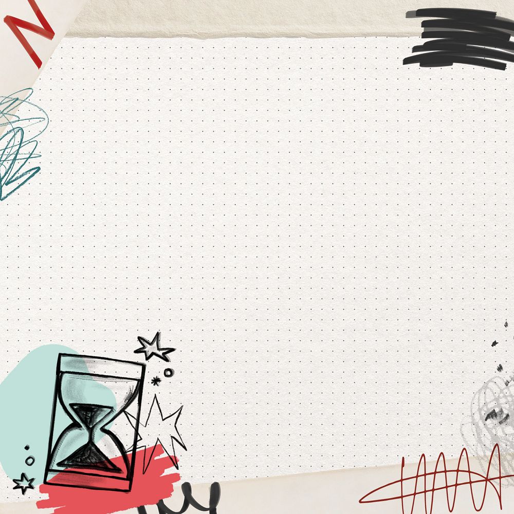 Hourglass doodle background, editable time management collage remix