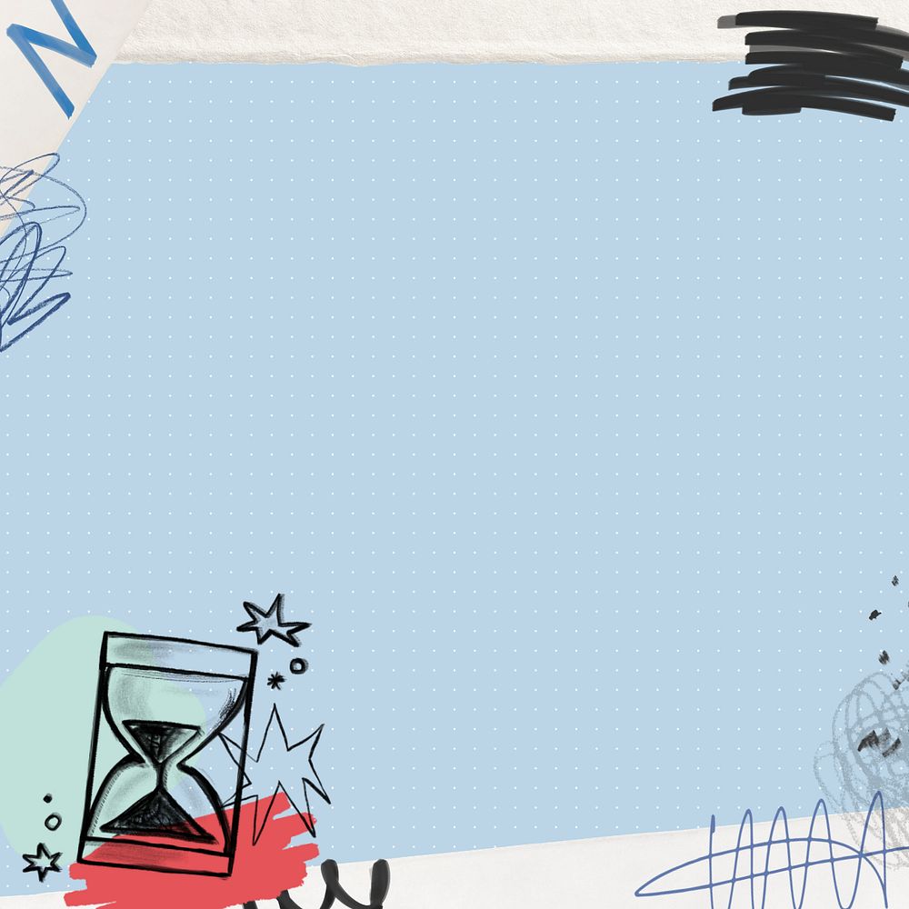 Hourglass doodle background, editable time management collage remix