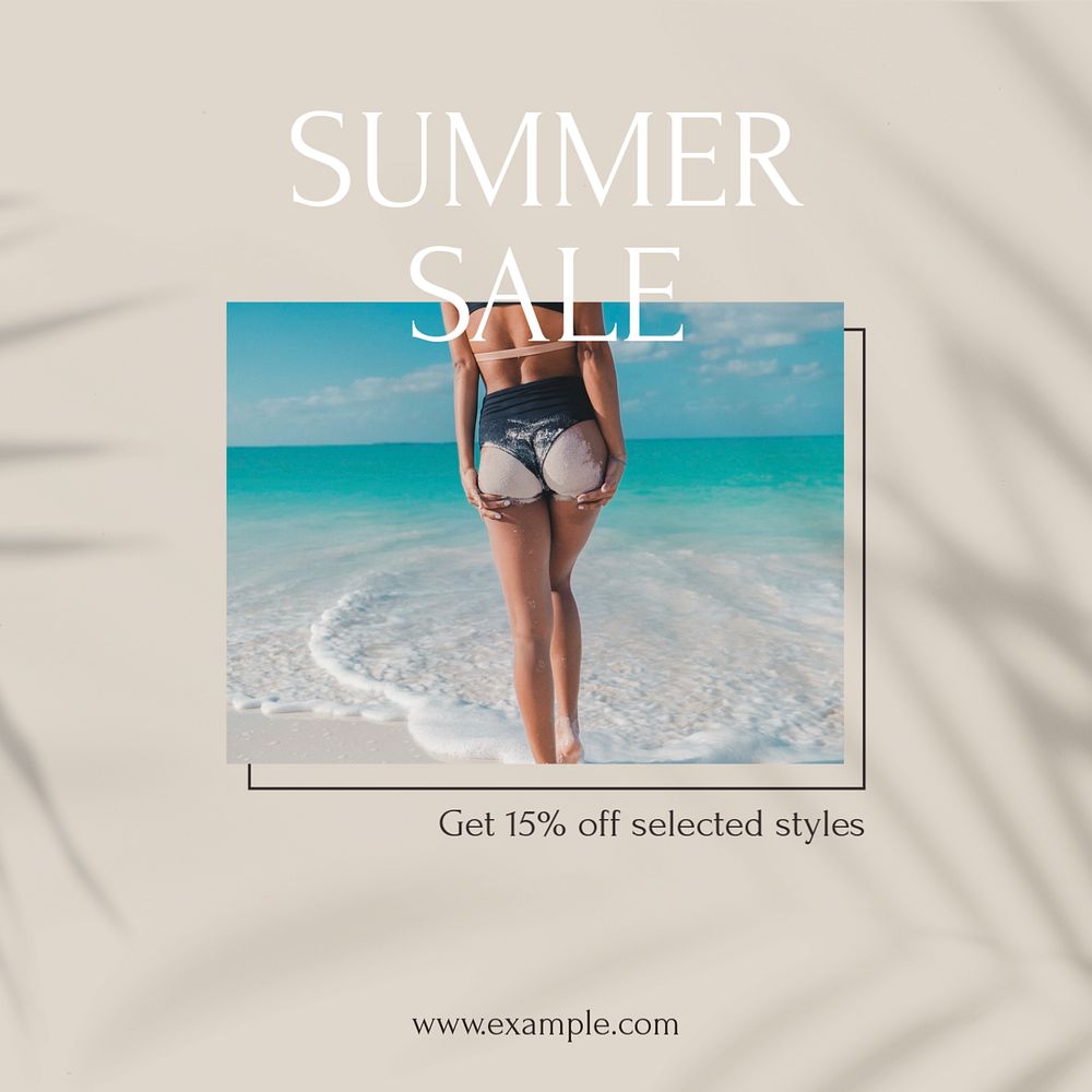 Summer sale Facebook post template, editable social media ad