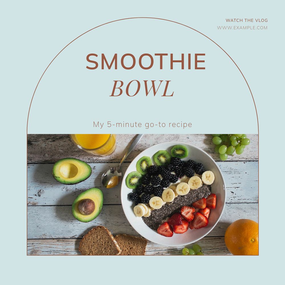 Smoothie bowl Facebook post template, editable social media ad