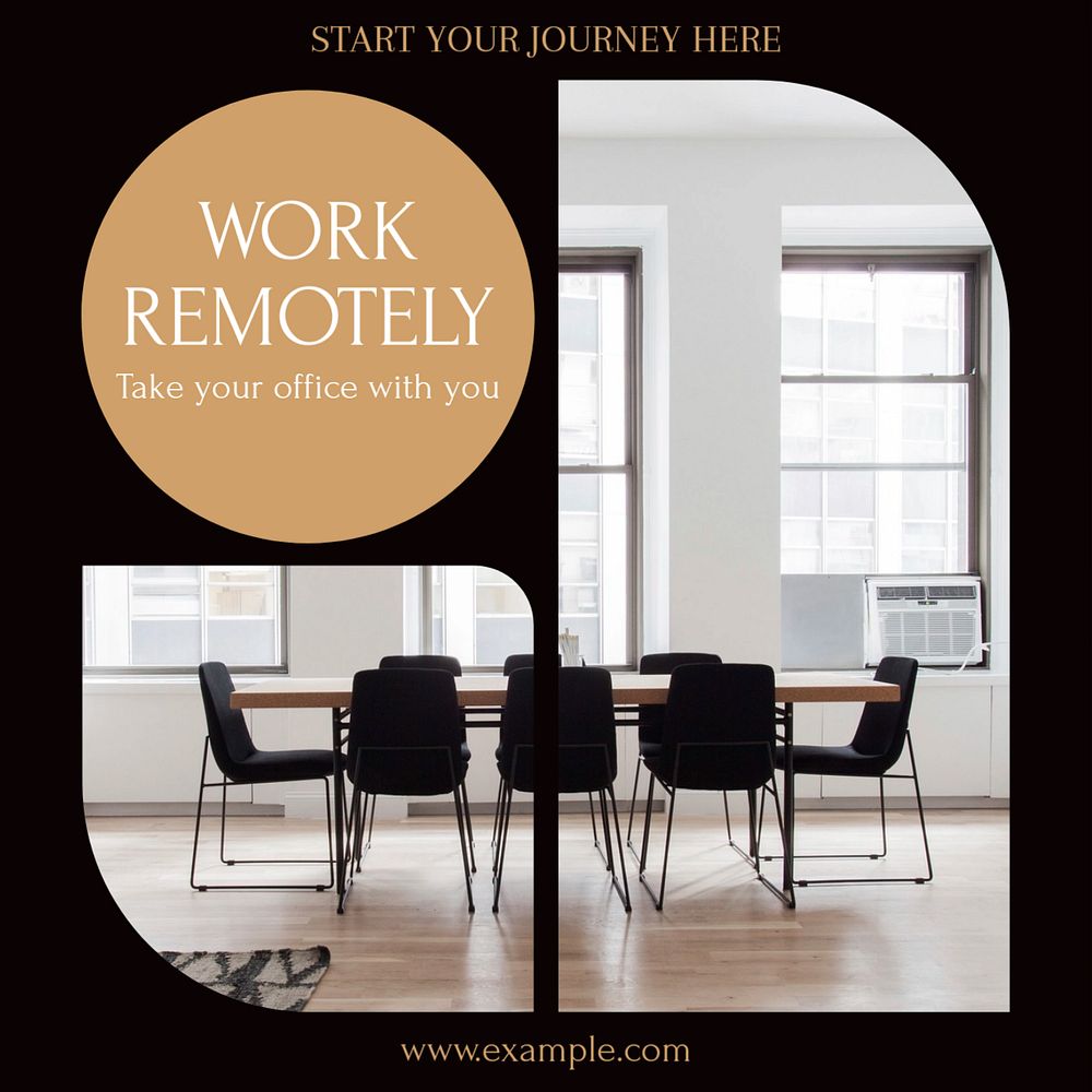 Remote working Facebook post template, editable social media ad